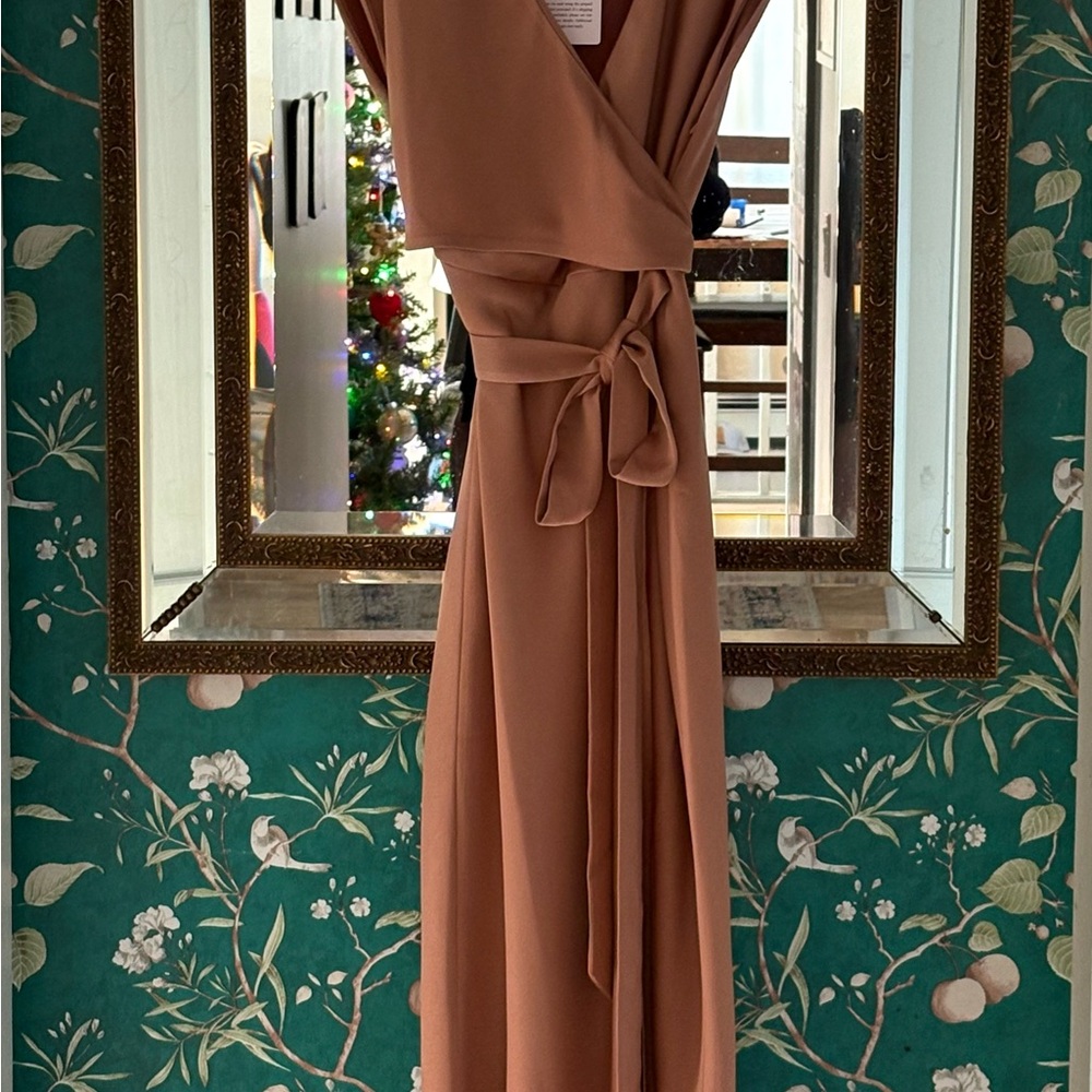 BHLDN Rust Midi Wrap Dress
